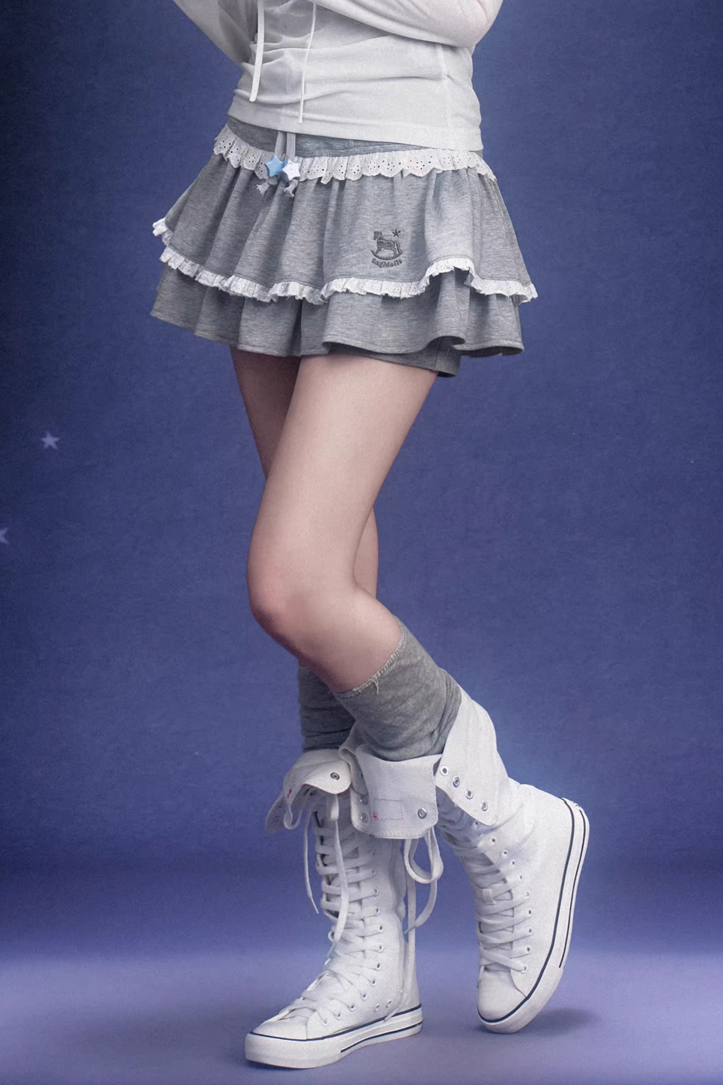 Grey Cake Pants Skirt