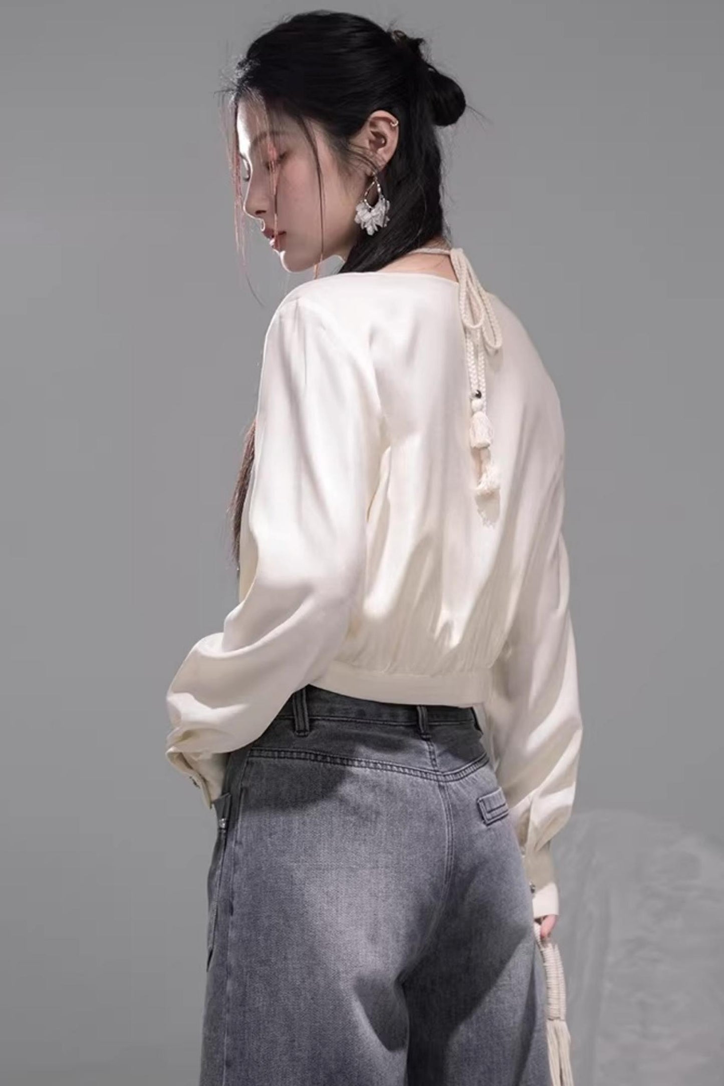 Embroidered Apricot Halter Top Set