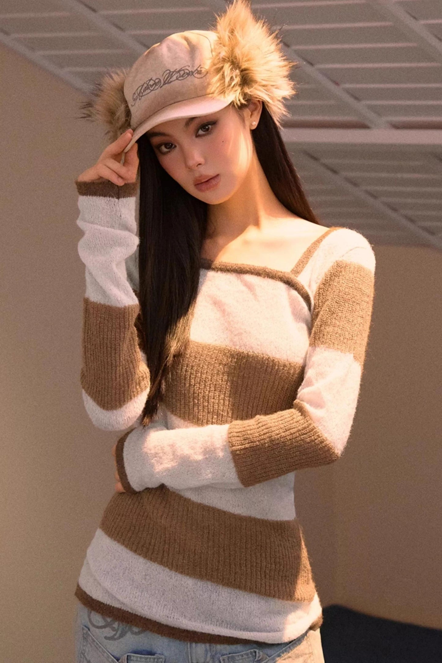 Color-Block Asymmetrical Knit Sweater