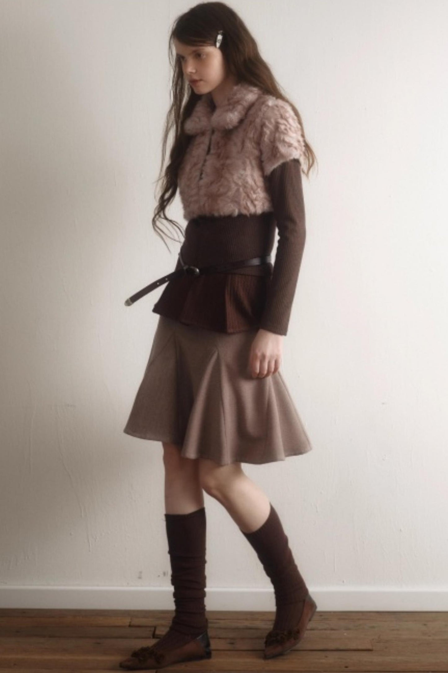 Retro High-Waisted Woolen Skirt
