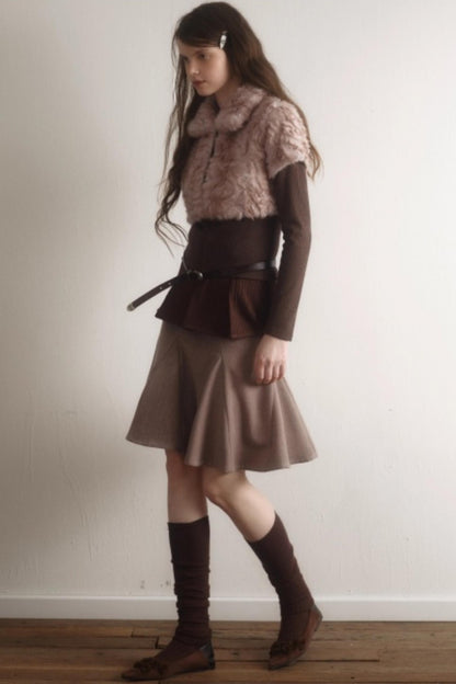 Retro High-Waisted Woolen Skirt
