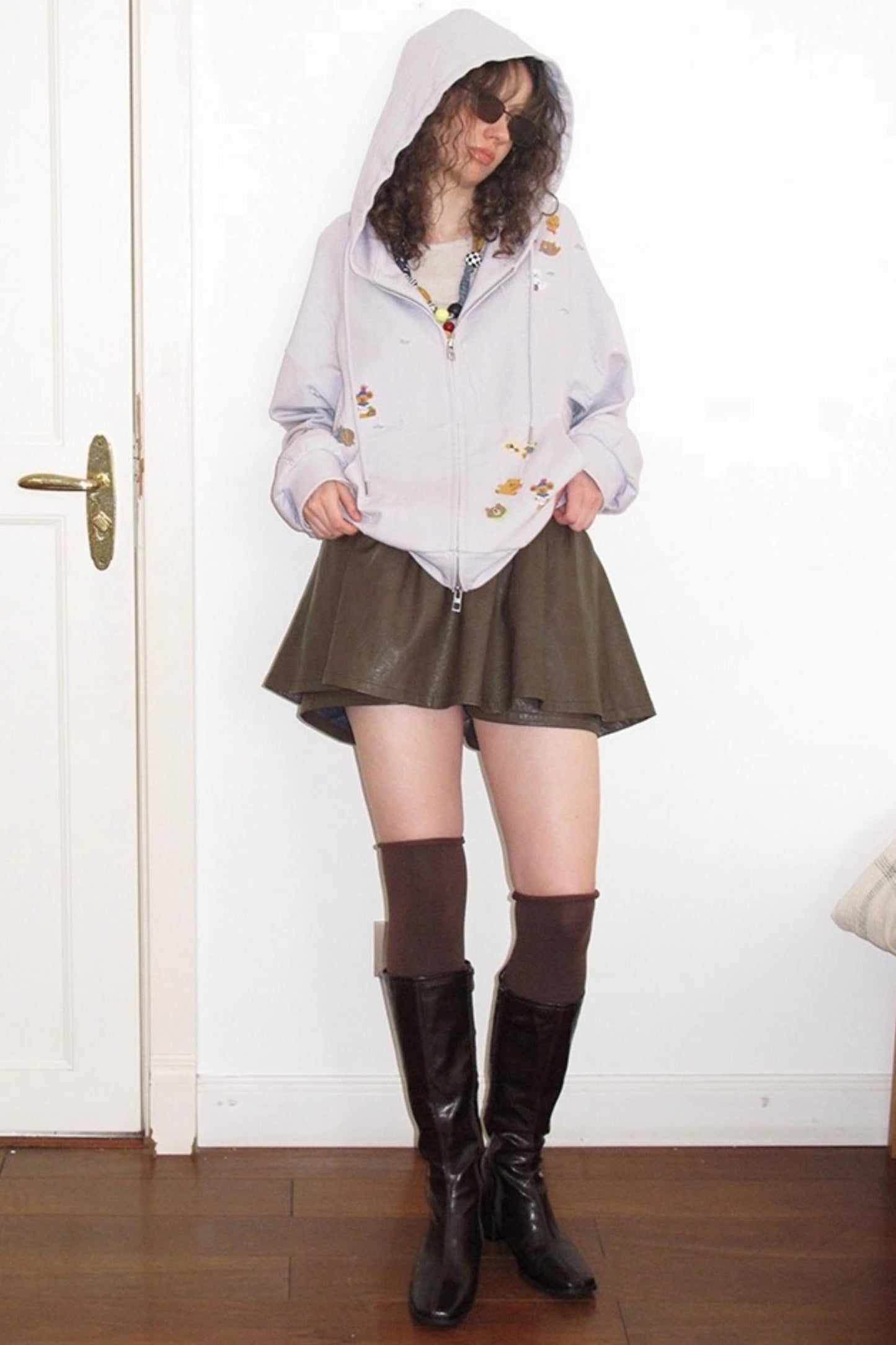 Ceramic Worn Craft Hooded Sweatshirt Coat