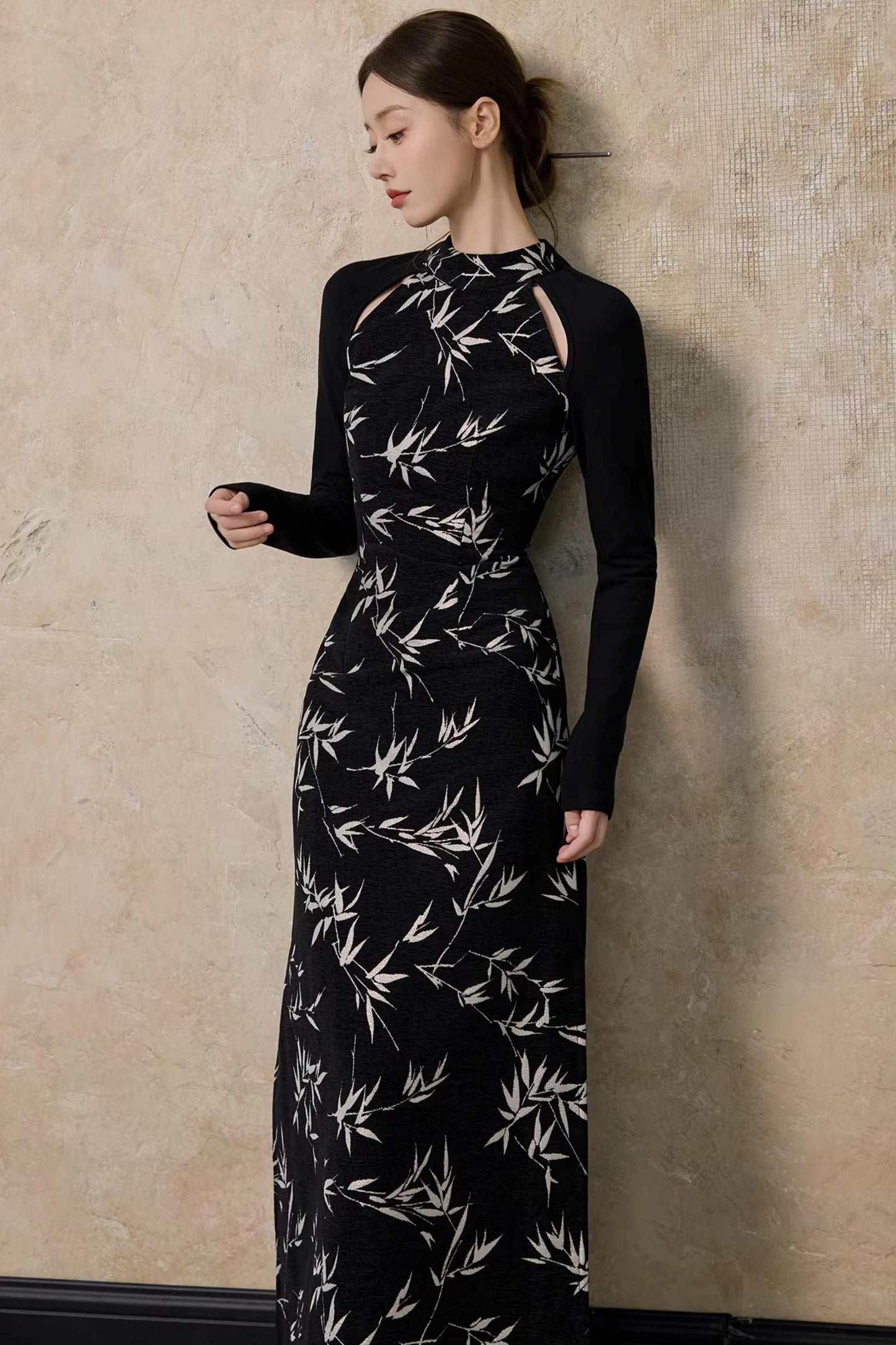 Bamboo Leaf Cheongsam Dress