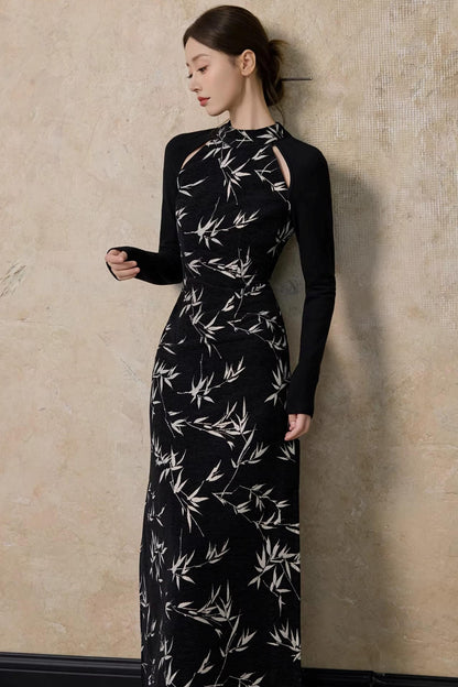 Bamboo Leaf Cheongsam Dress