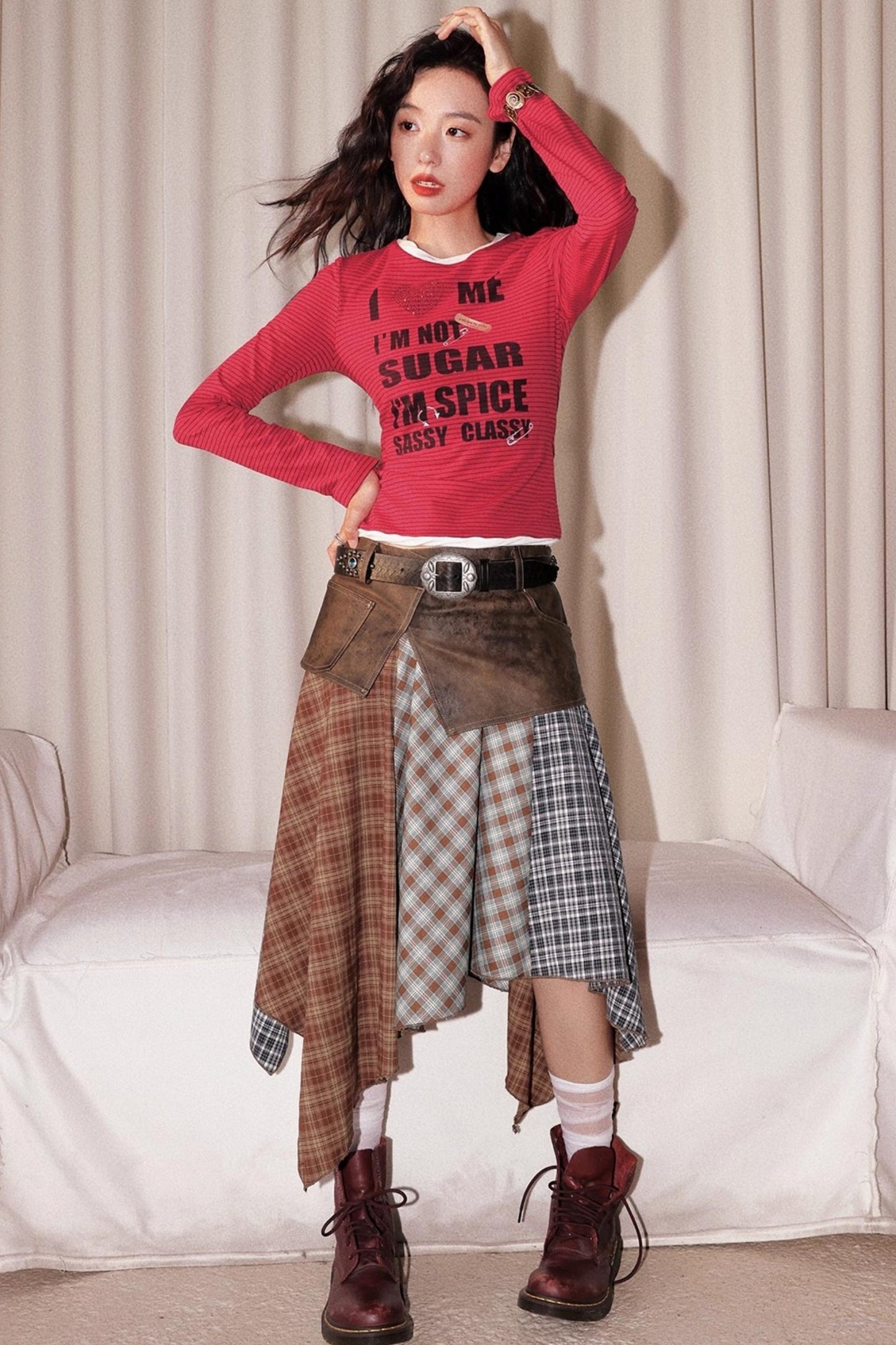 Leather Patchwork Skirt