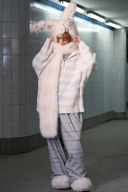 Long-Haired Patchwork Rabbit Hat