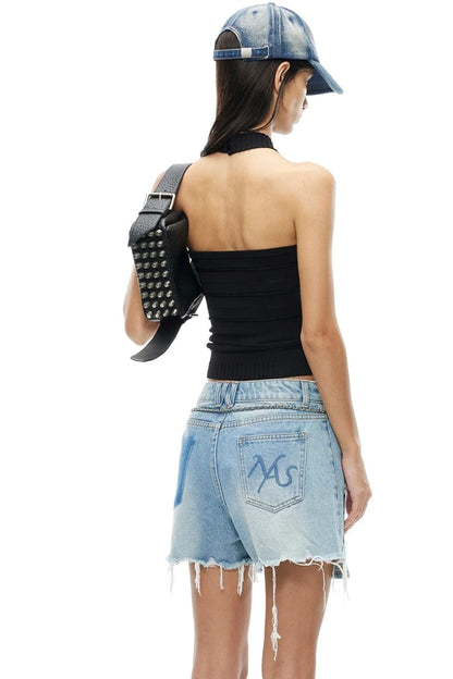 Stamp Pattern Organza Camisole Top