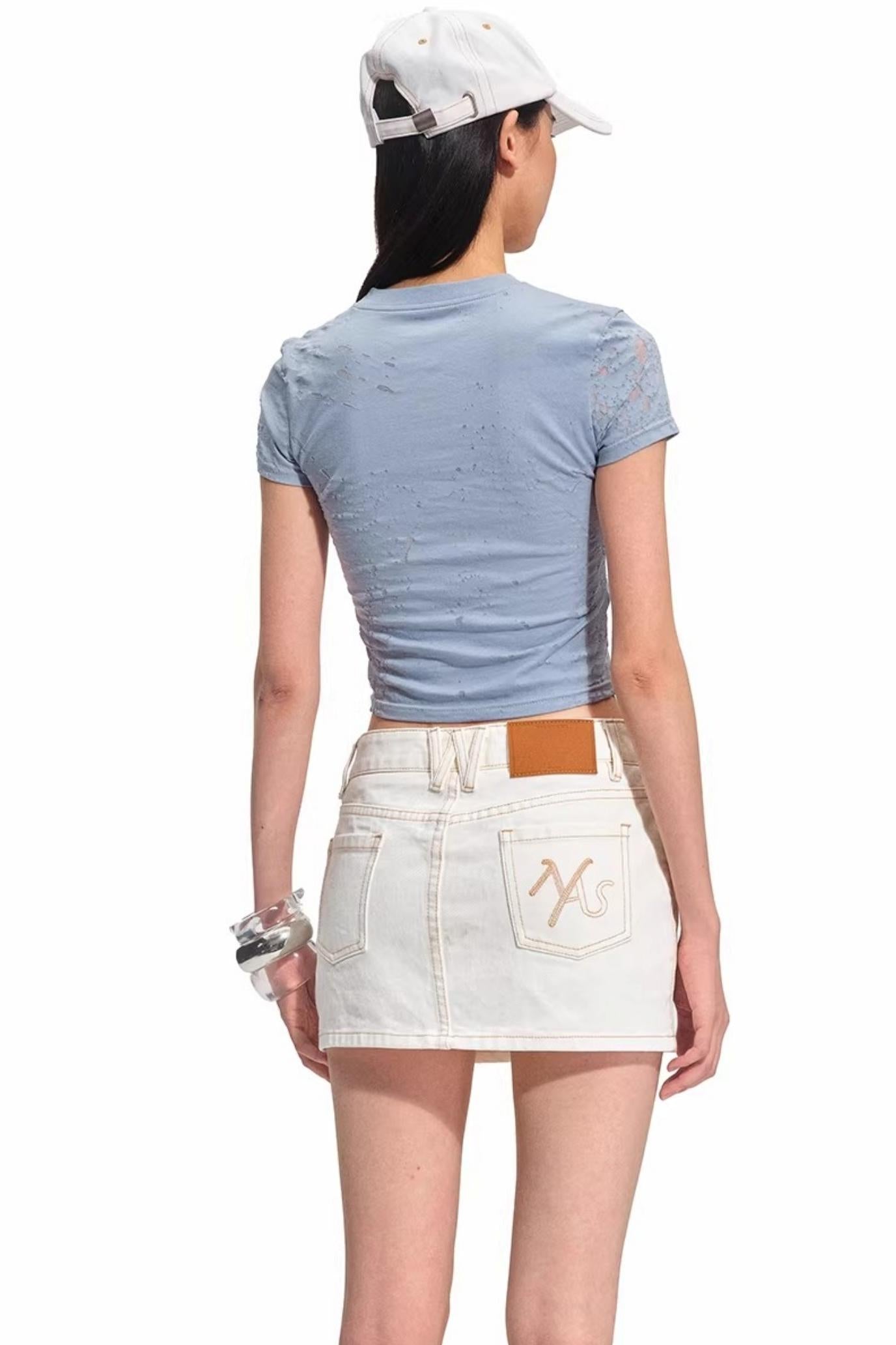 Denim Reverse Pocket Skirt