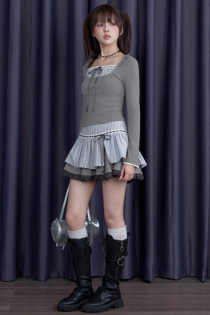 Blue Stripe Cute Skirt