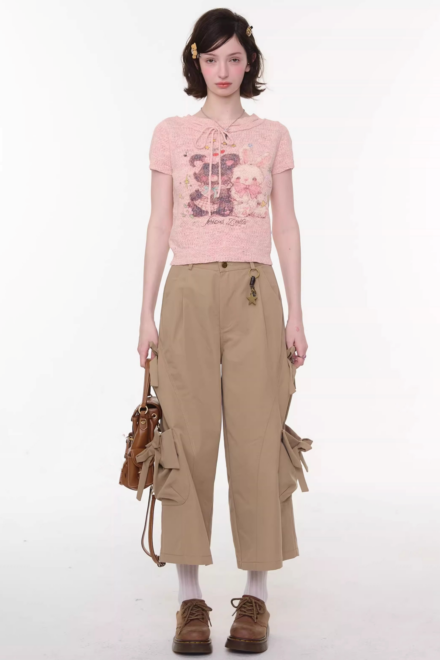 Retro Pink Bear and Rabbit Top