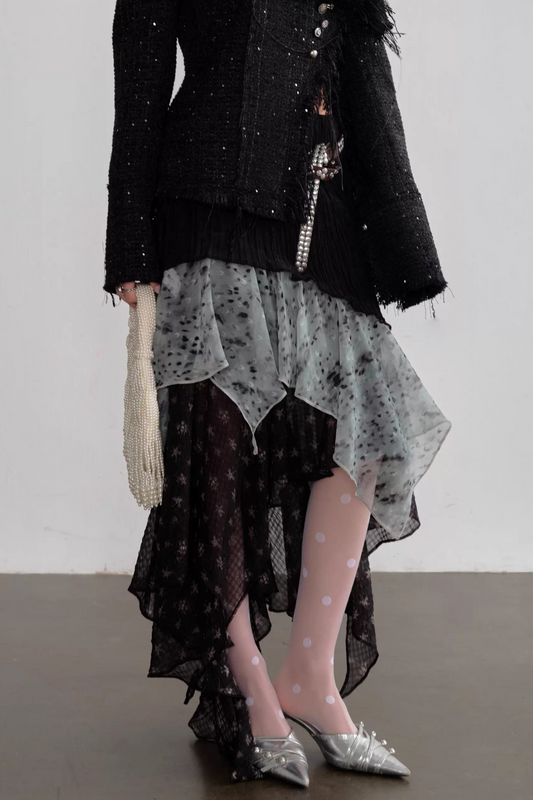 Leopard Chiffon Patchwork Skirt