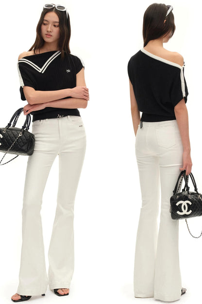 Acetate Wool Asymmetrical Top