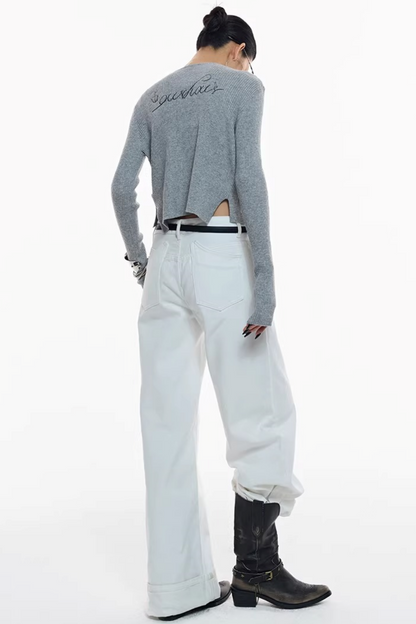 Gray Wool Blend Cardigan