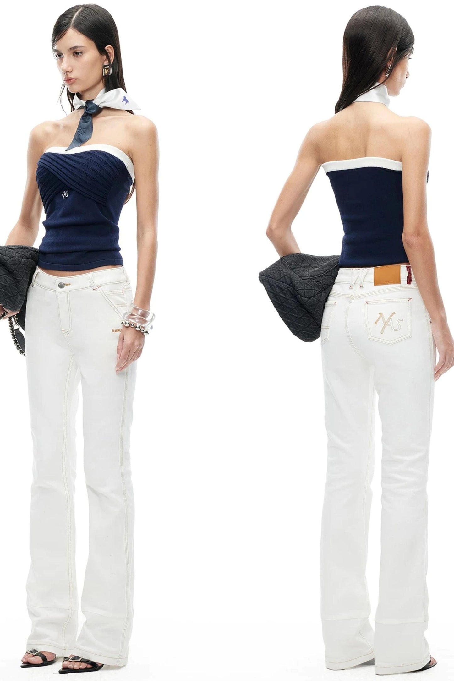 Lace Knit Ruched Vest