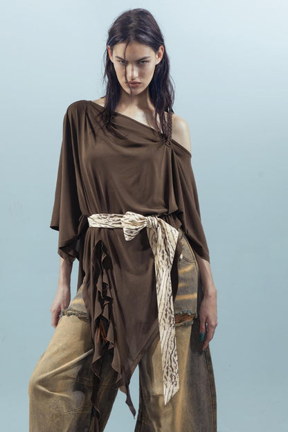 Ruffle Off-Shoulder Tee