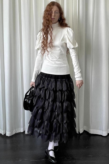 White Doll Collar Knitted Shirt