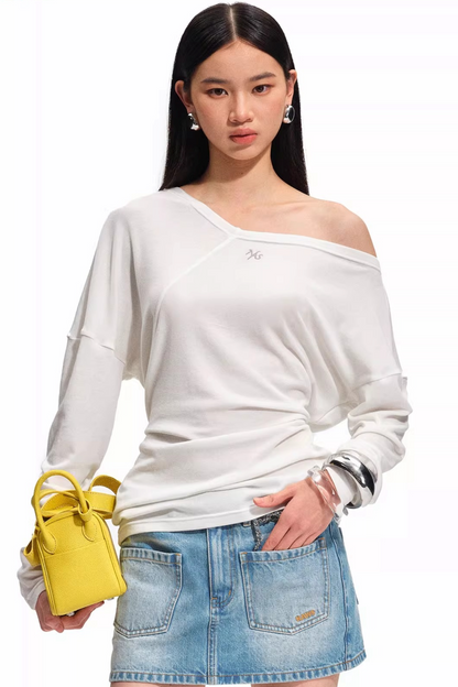 Merino Wool One-Shoulder Knit Top