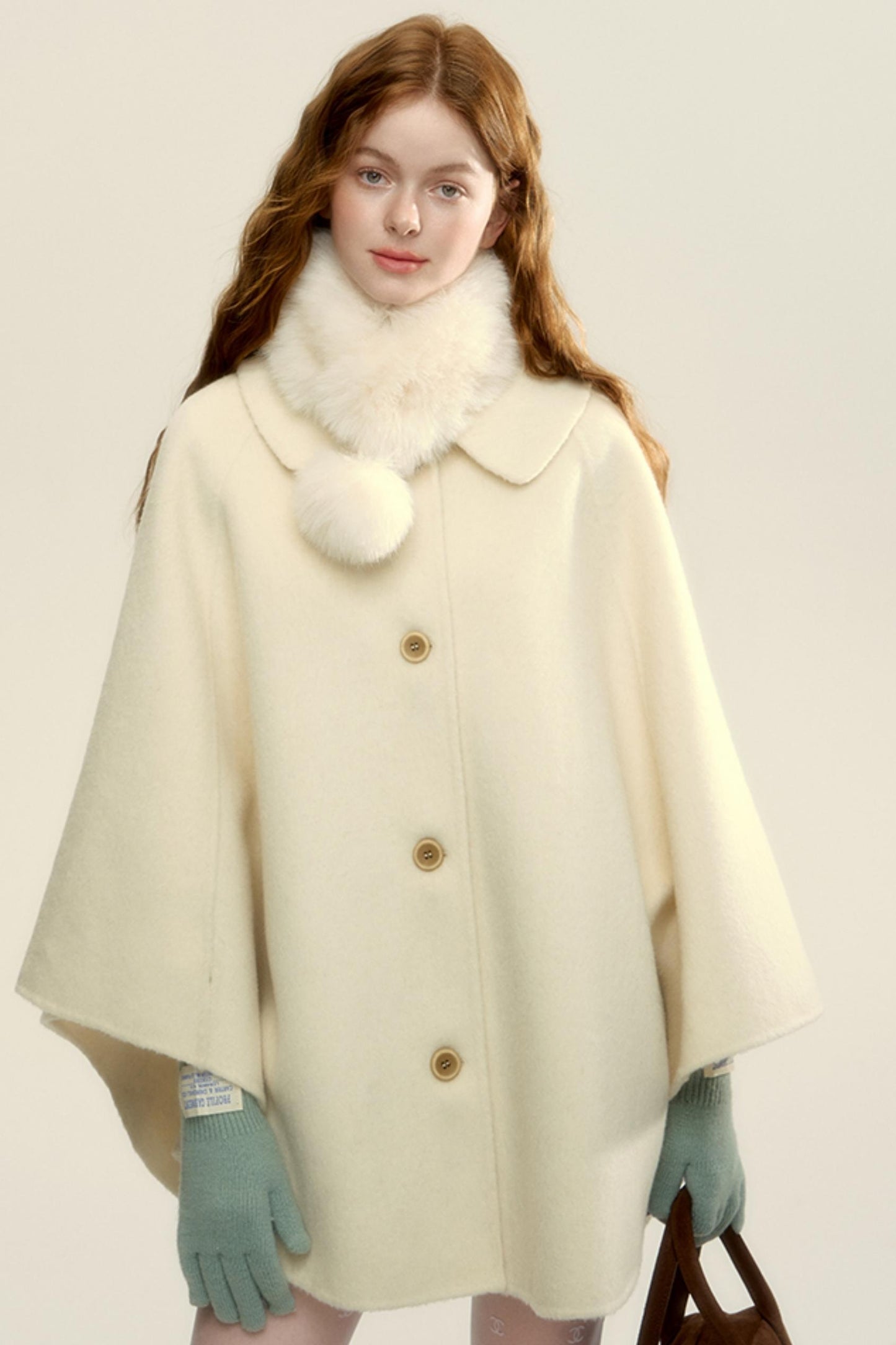 Double-Faced Wool Short Cape Coat