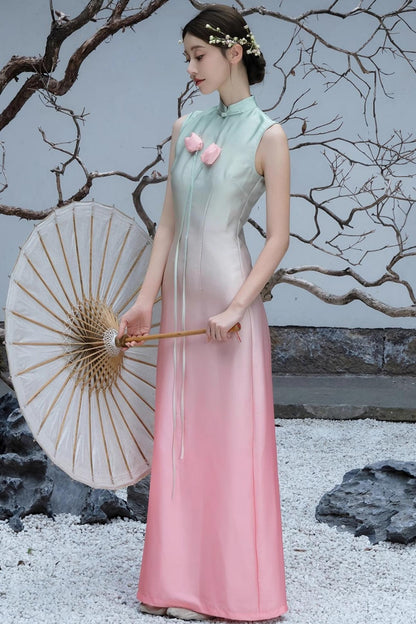 Romantic Floral Cheongsam Dress