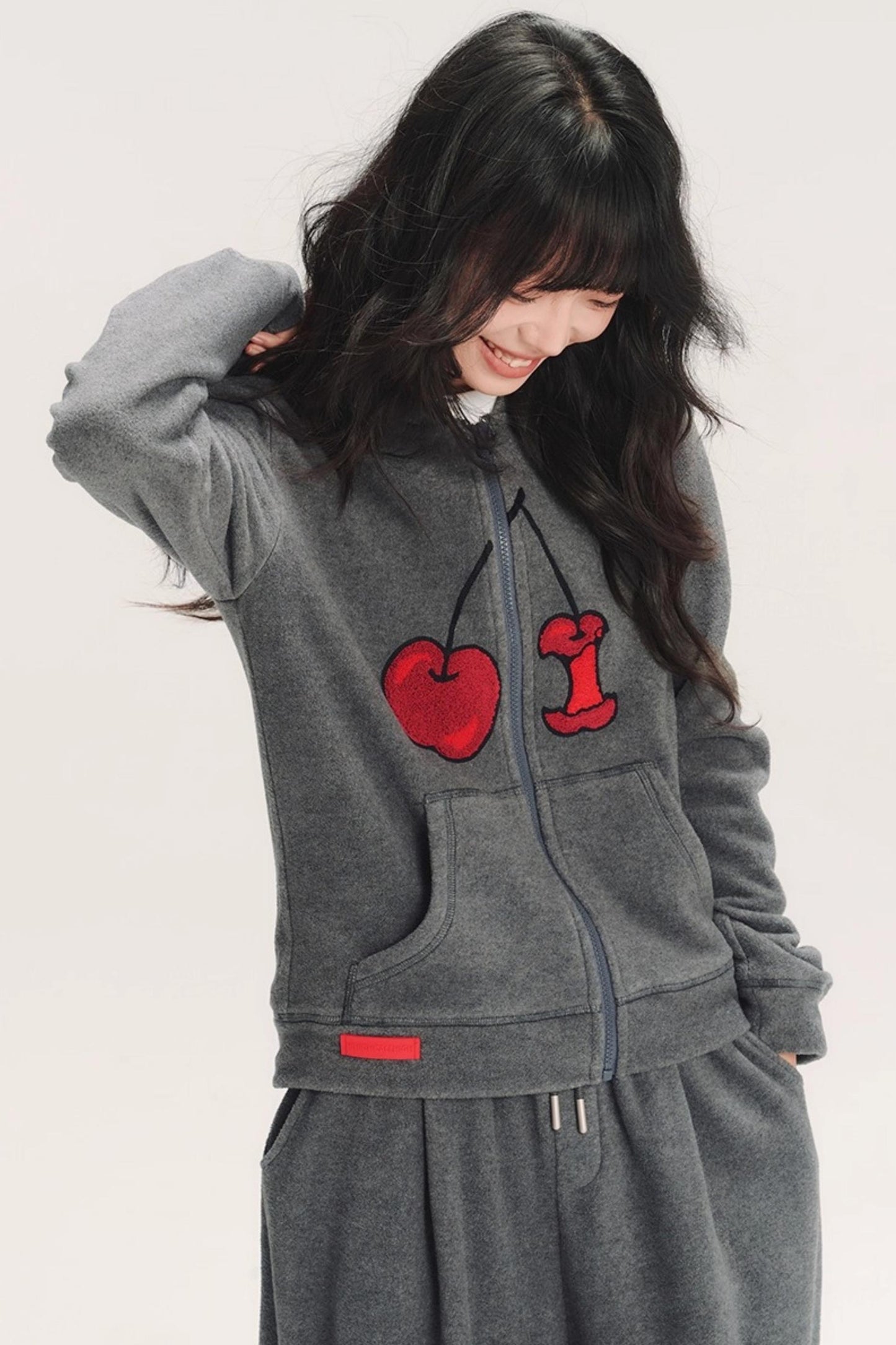 Hand-Painted Cherry Hooded Jacket