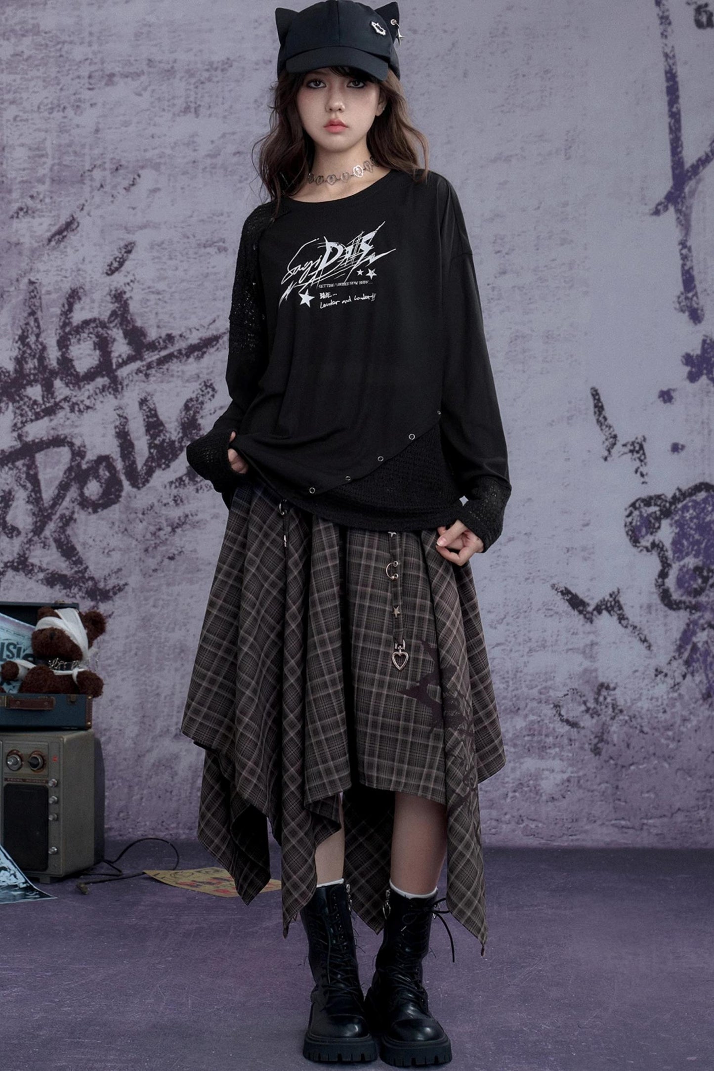 Girls Patchwork Knitted T-shirt