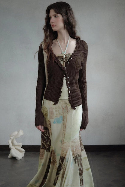 Artistic Jacquard Knit Skirt