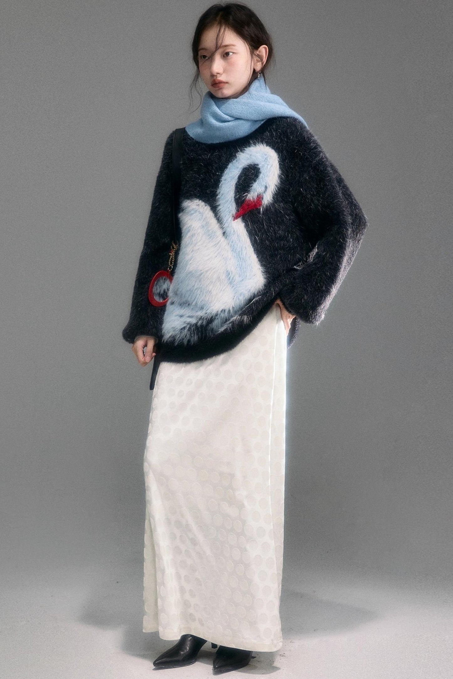 Retro Polka Dot Velvet Skirt