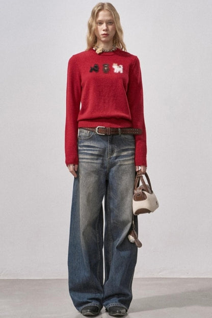 Faux Mink Fur Knit Sweater