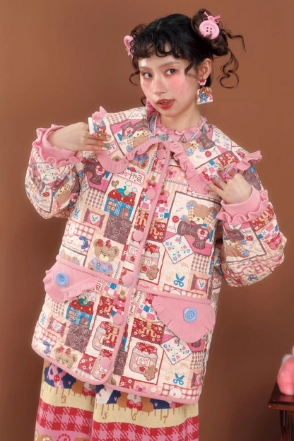 Rosa Patchwork Steppjacke