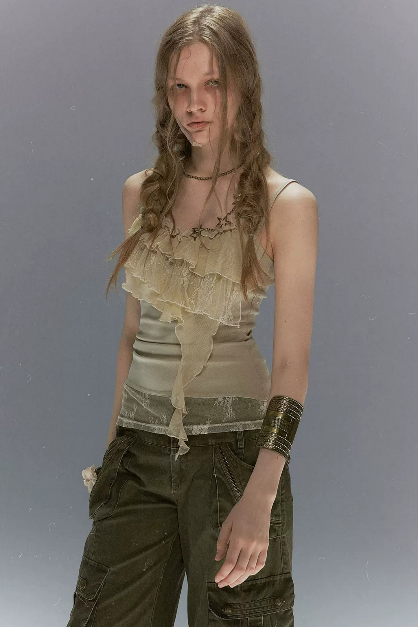 Tie-Dye Beaded Lace Camisole Top