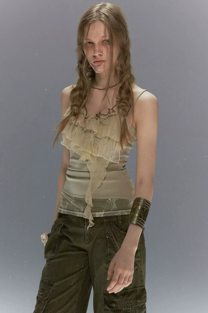 Tie-Dye Beaded Lace Camisole Top