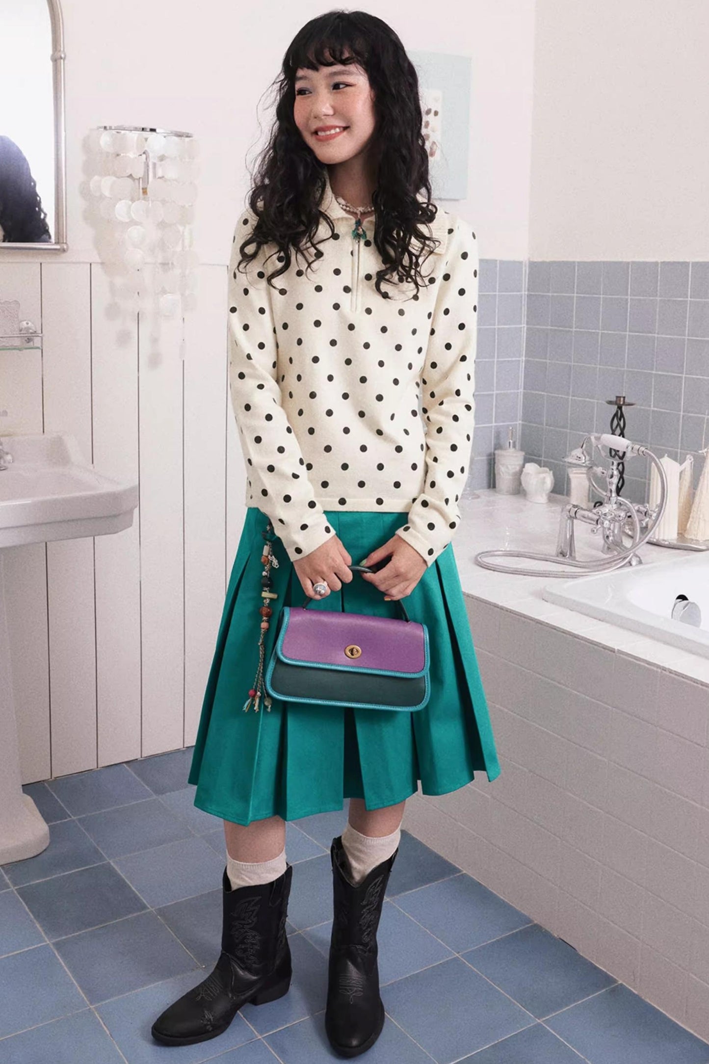 Slim Polka Dot Knit Sweater