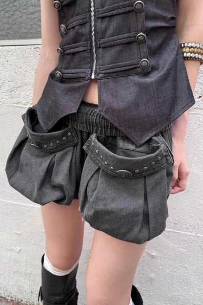 Vintage Rivet A-Line Cargo Shorts