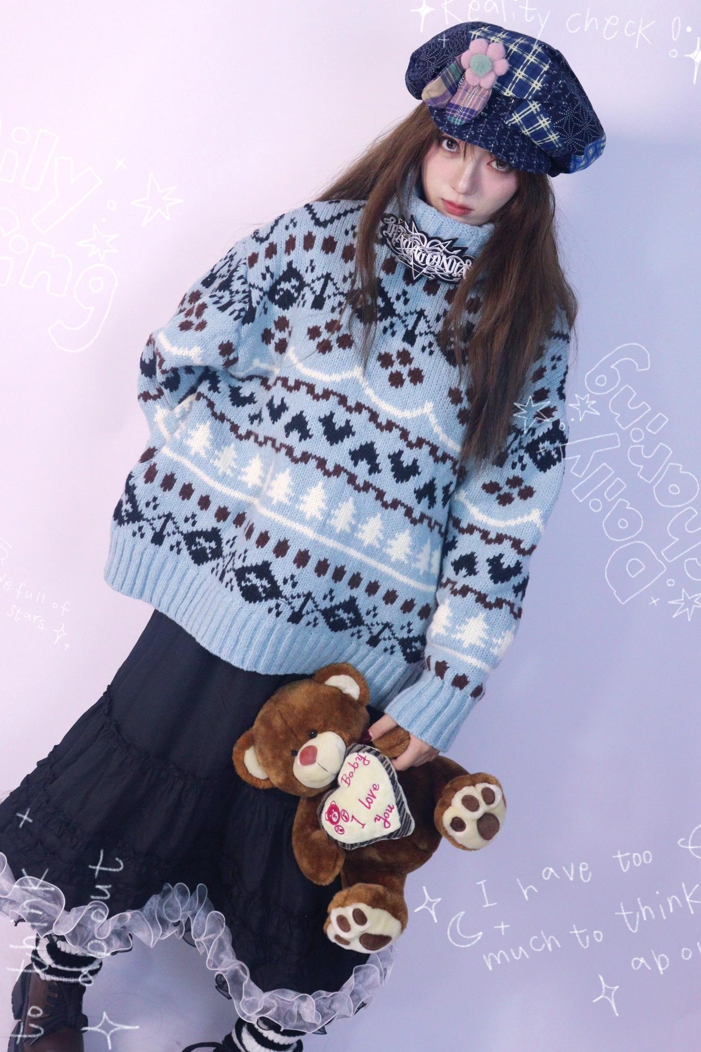 Floral Navy Patchwork Newsboy Cap