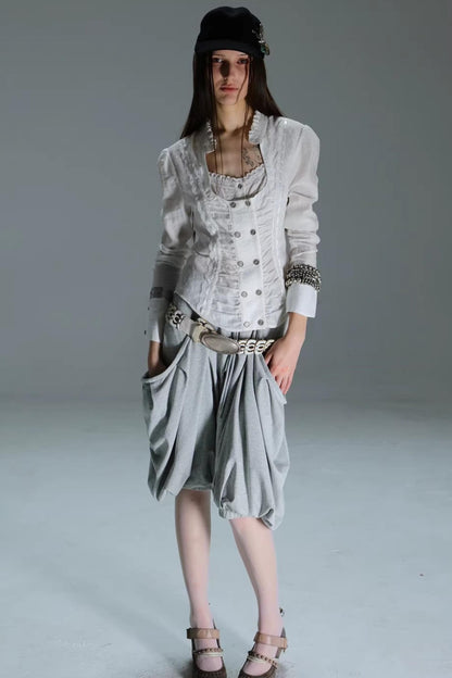 Retro Lace Splicing Shirt