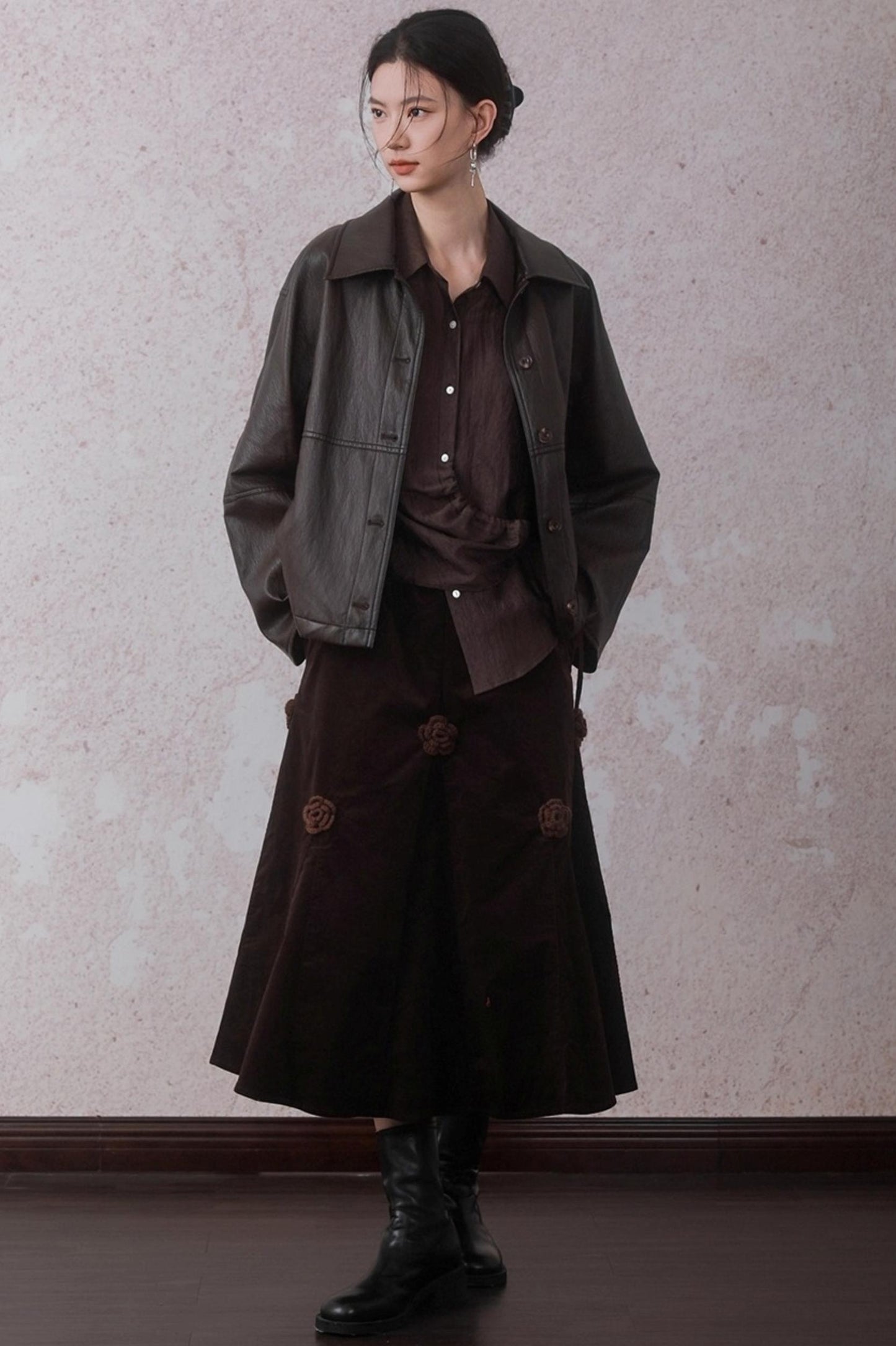 Autumn Acetate Chinese Shirt