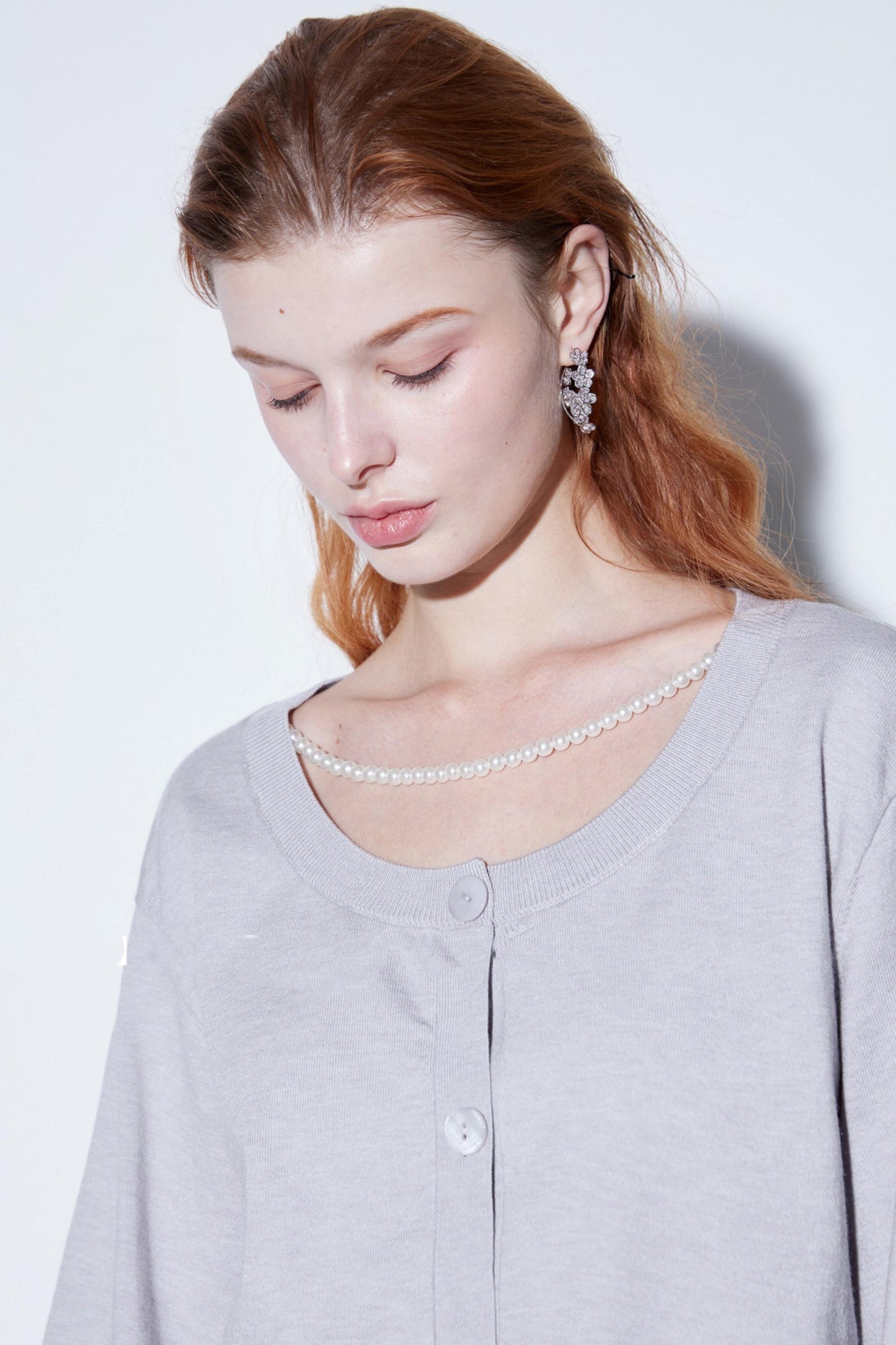 Silk Pearl Lantern Cardigan Top