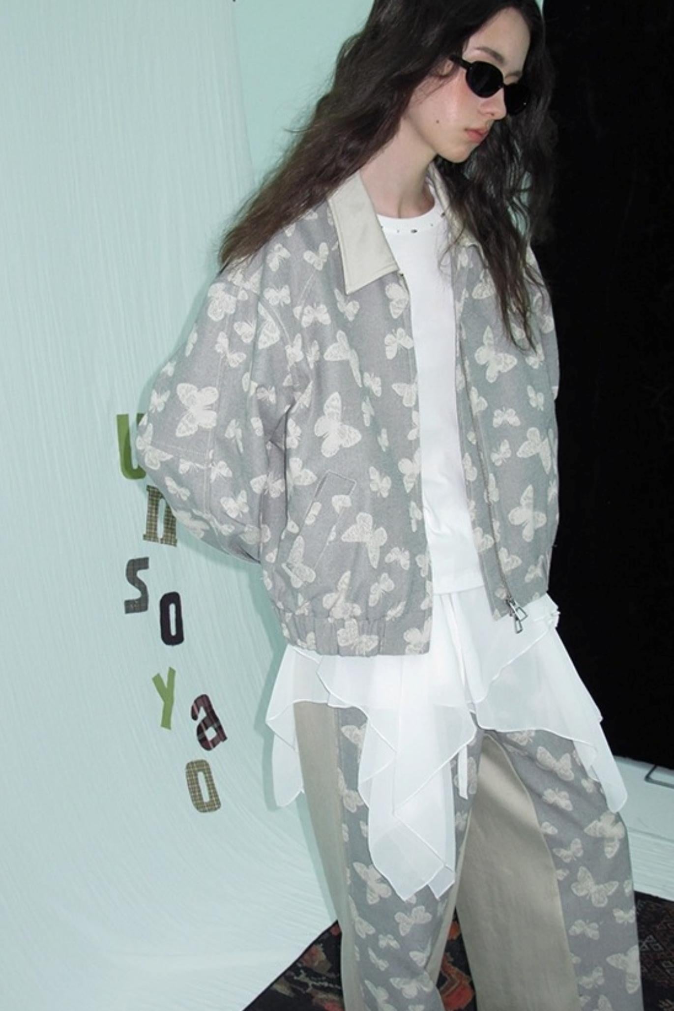 Jacquard Denim Baseball Jacket