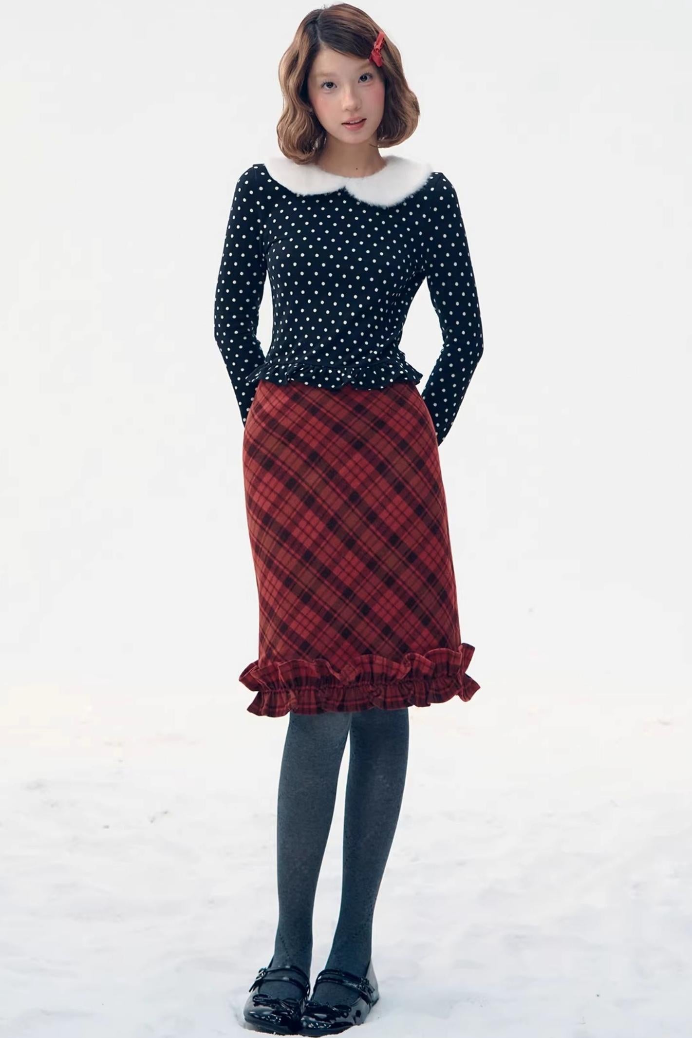 Retro Plaid Lace Skirt