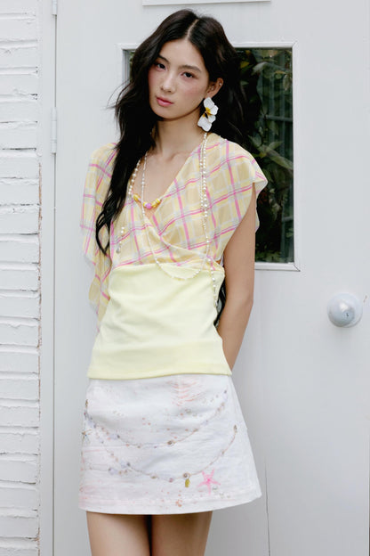 Artisan Pearl Necklace & Print Skirt