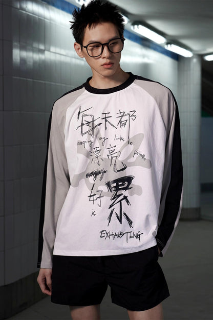 Glitter Print Raglan Sleeve T-Shirt