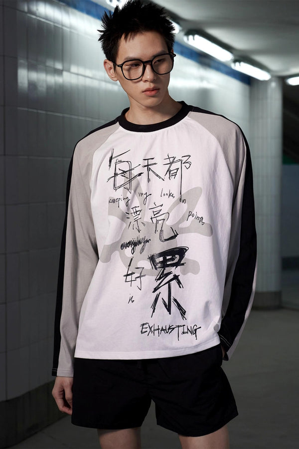 Glitter Print Raglan Sleeve T-Shirt