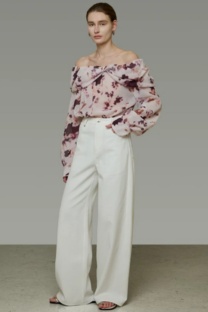 Elegant Tie-Dye Off-Shoulder Blouse