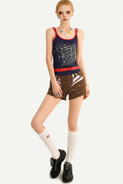 Retro Halter Color-Block Top