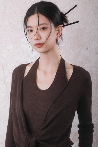 Autumn Mocha Brown Knitted Sweater