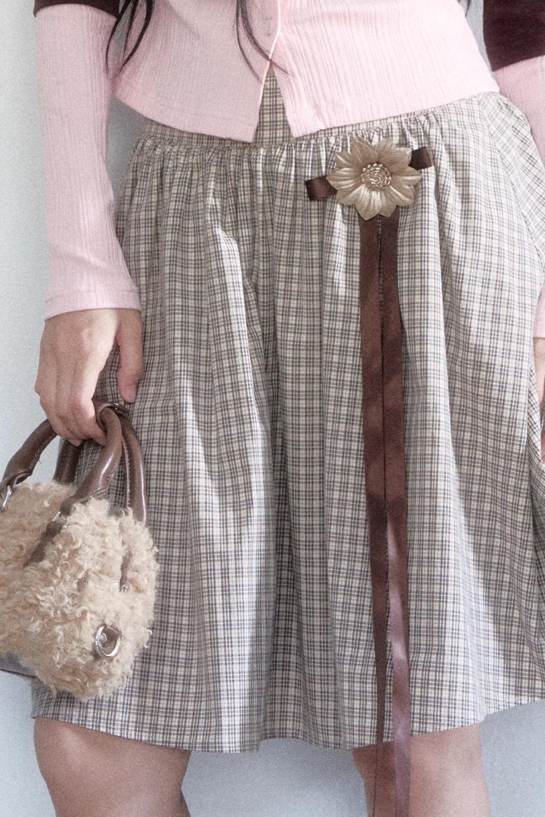 Flower Lace-Up Midi Skirt