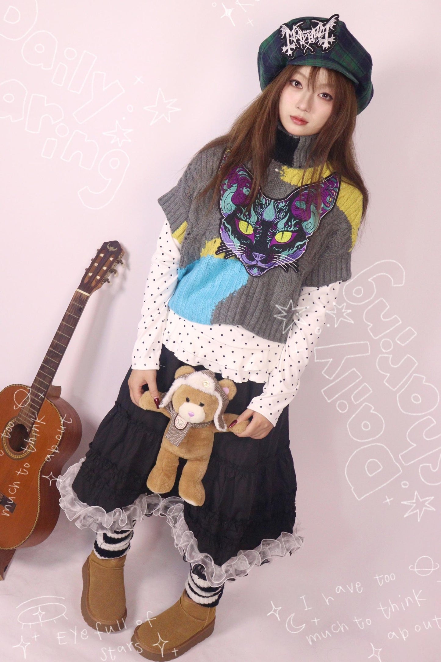 Green Plaid Beret Cap