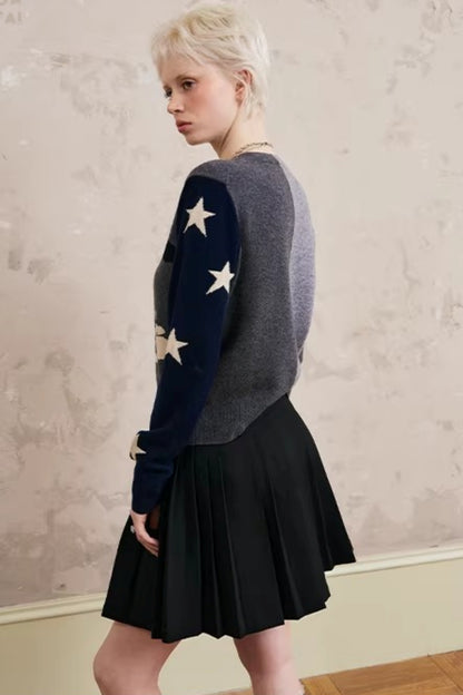 Lace-Up Collar Sweater Set-Up