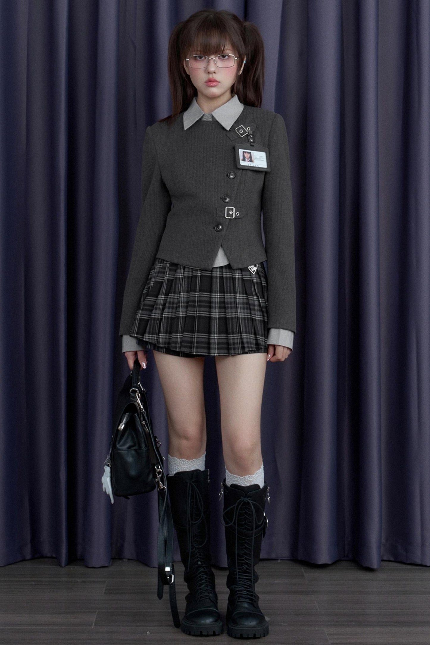 Gray Woolen Diagonal Shirt & Jacket Set-Up