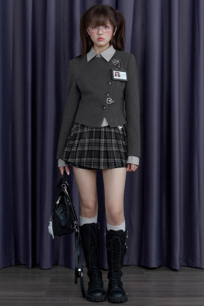 Gray Woolen Diagonal Shirt & Jacket Set-Up